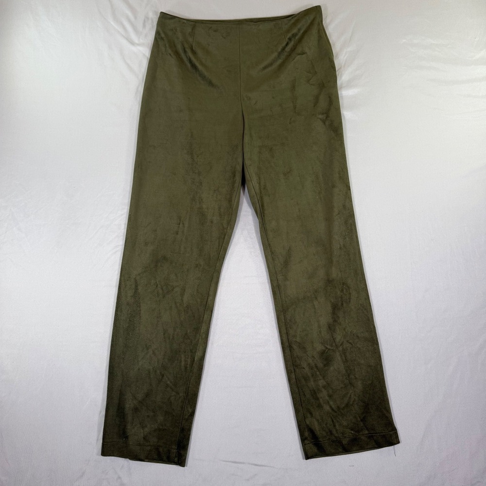 Vintage Olive Green Faux Suede Pants 10 70s Fall Earthy Western Retro Boho